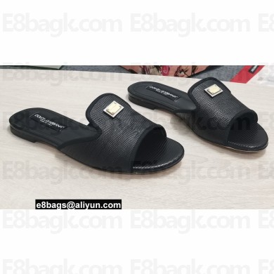 Dolce & Gabbana Iguana-print calfskin Slides Black 2022