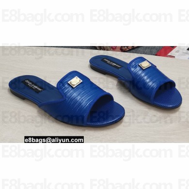 Dolce & Gabbana Iguana-print calfskin Slides Blue 2022