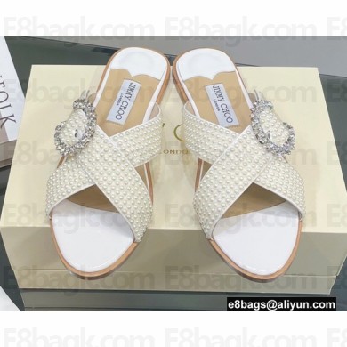 Jimmy Choo Pearl Flats Slides with Crystal Buckle 2022