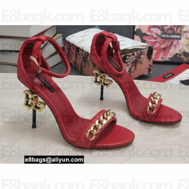 Dolce & Gabbana DG Logo Heel 10.5cm Chain sandals Red 2022