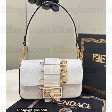 Fendi x Versace Fendace Brooch Mini Baguette Bag White 2022