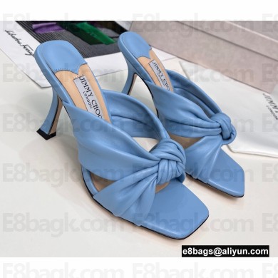 Jimmy Choo Heel 8.5cm Avenue Nappa Leather Mules Light Blue 2022