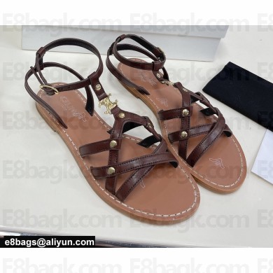 Celine Taillat Triomphe Sandals In Vegetal Calfskin Brown 2022