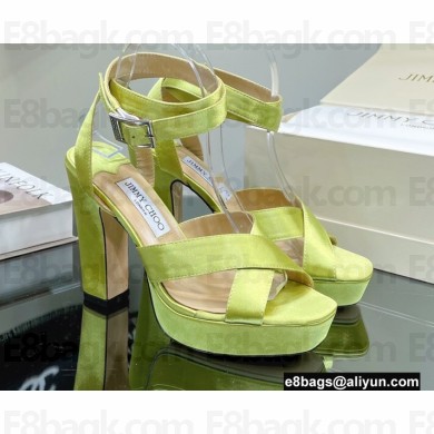 Jimmy Choo Heel 11.5cm Platform 3cm Gaia Sandals Satin Green 2022