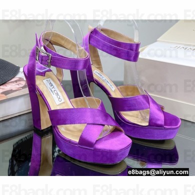 Jimmy Choo Heel 11.5cm Platform 3cm Gaia Sandals Satin Purple 2022