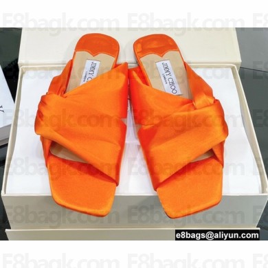 Jimmy Choo Narisa Satin Flats Sandals Orange 2022