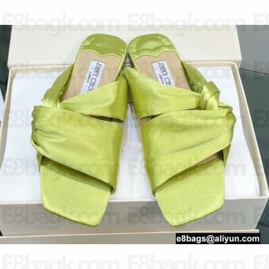 Jimmy Choo Narisa Satin Flats Sandals Green 2022