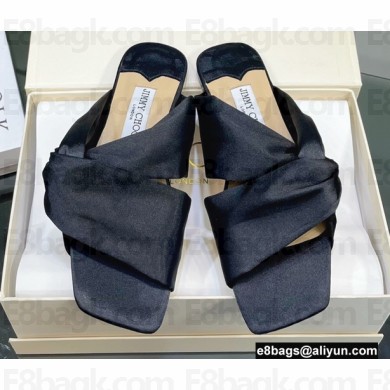 Jimmy Choo Narisa Satin Flats Sandals Black 2022
