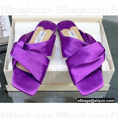 Jimmy Choo Narisa Satin Flats Sandals Purple 2022