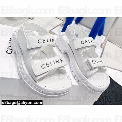 Celine Leo Scratch Sandals In Calfskin White 2022