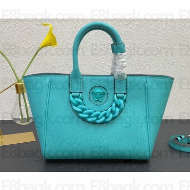 Versace La Medusa Chain Tote Bag Turquoise Blue