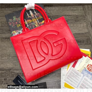 Dolce & Gabbana Small calfskin DG Daily shopper Tote Bag Red