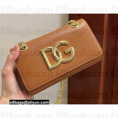 Dolce & Gabbana Calfskin 3.5 Chain phone bag Brown