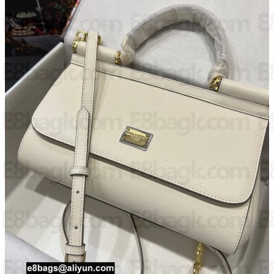 Dolce & Gabbana Medium Sicily bag in Dauphine Calfskin White