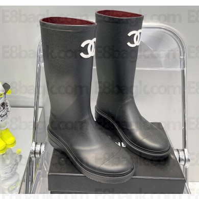 Chanel CC Logo Rain Boots Black 2022