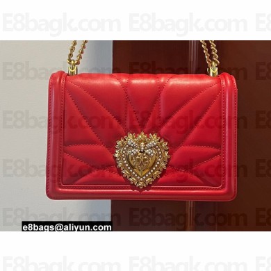 Dolce & Gabbana Large Devotion crossbody bag in quilted leather Red