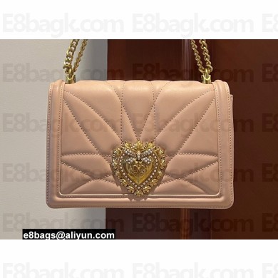 Dolce & Gabbana Large Devotion crossbody bag in quilted leather Nude
