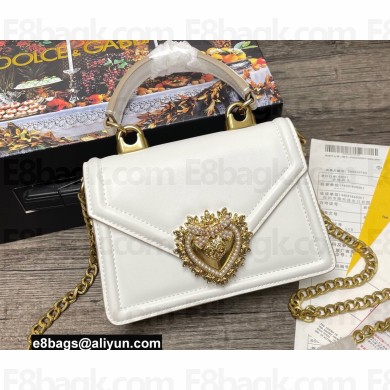 Dolce & Gabbana Small Devotion Top Handle Bag in Calfskin White