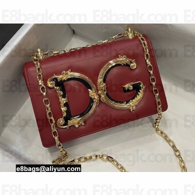 Dolce & Gabbana leather DG Girls shoulder bag Dark Red