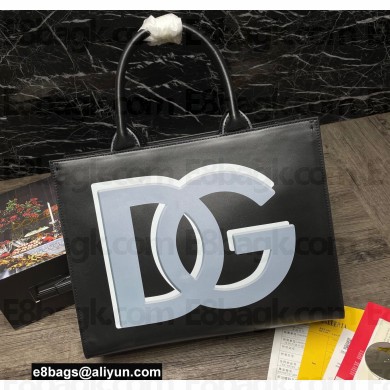 Dolce & Gabbana Small calfskin DG Daily shopper Tote Bag Black/White
