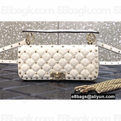 Valentino Rockstud Spike shoulder bag with chain in calfskin White 2022