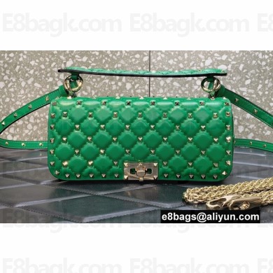 Valentino Rockstud Spike shoulder bag with chain in calfskin Green 2022