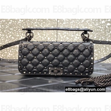 Valentino Rockstud Spike shoulder bag with chain in calfskin Black 2022