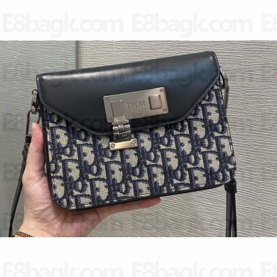 Dior Messenger Bag in Oblique Jacquard and Black Smooth Calfskin 2022