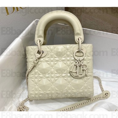 Lady Dior Mini Bag in Cannage Calfskin with Diamond Motif White 2022