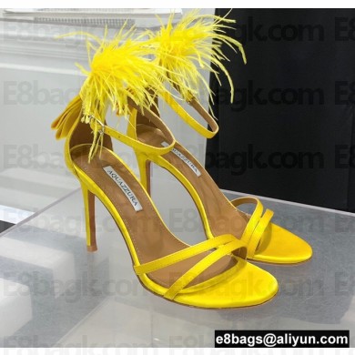 Aquazzura Heel 10cm Concerto Sandals Satin Yellow 2022