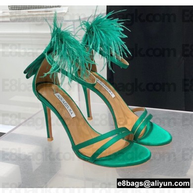 Aquazzura Heel 10cm Concerto Sandals Satin Green 2022