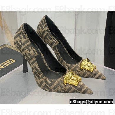 Fendi x Versace Heel 10.5cm Fendace FF Jacquard Pumps Brown 2022