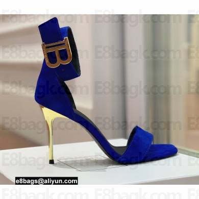 Balmain Heel 9.5cm Rudie Sandals Suede Blue 2022
