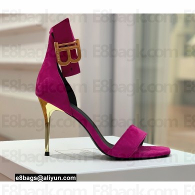 Balmain Heel 9.5cm Rudie Sandals Suede Fuchsia 2022
