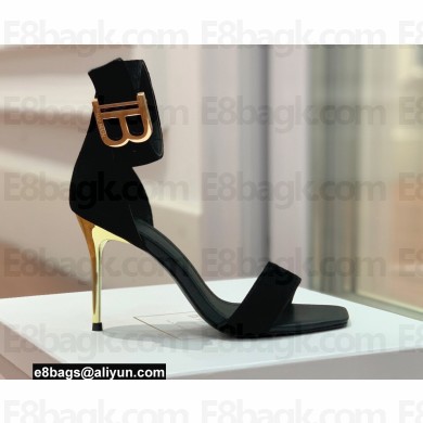 Balmain Heel 9.5cm Rudie Sandals Suede Black 2022