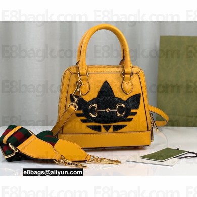 Gucci x Adidas Horsebit 1955 mini Top Handle bag 677212 Yellow 2022
