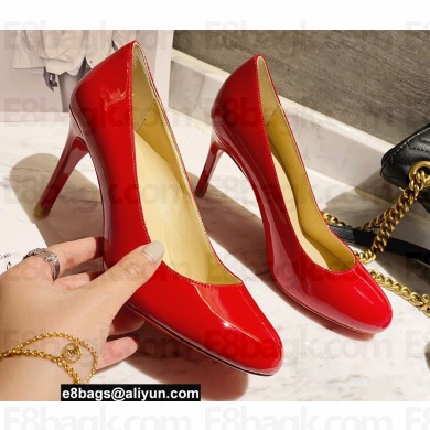 Christian Louboutin Heel 8cm Patent Leather Round-toe Pumps Red