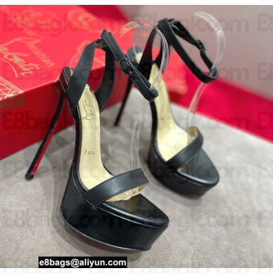 Christian Louboutin Heel 15cm Platform 5cm Ankle Strap Sandals Black