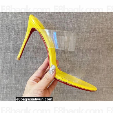 Christian Louboutin Heel 10cm Just Nothing Transparent PVC Mules Slider Sandals Yellow