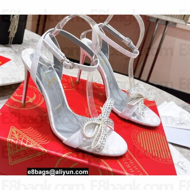 Christian Louboutin Heel 10cm Jewel Queen crystal-embellished bow Sandals White