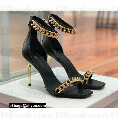 Balmain Heel 10.5cm Chain Sandals Black/Gold 2022