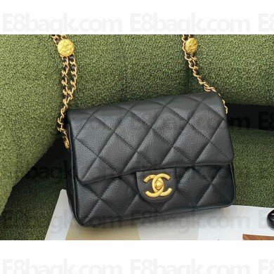 Chanel Grained Calfskin Small Flap Bag AS3369 Black 2022