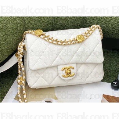 Chanel Grained Calfskin Small Flap Bag AS3369 White 2022