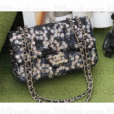 Chanel Black/White Sequins Medium Classic Flap Bag 2022