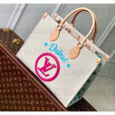 Louis Vuitton jacquard Fabric OnTheGo MM Tote Bag M20815 Fuchsia