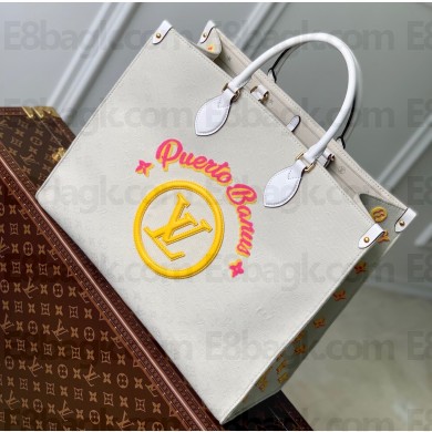 Louis Vuitton jacquard Fabric OnTheGo GM Tote Bag M20815 Yellow