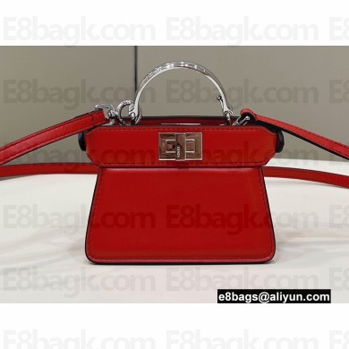 Fendi padded nappa leather Peekaboo ISeeU Micro Bag Red 2022