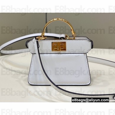 Fendi padded nappa leather Peekaboo ISeeU Micro Bag White 2022