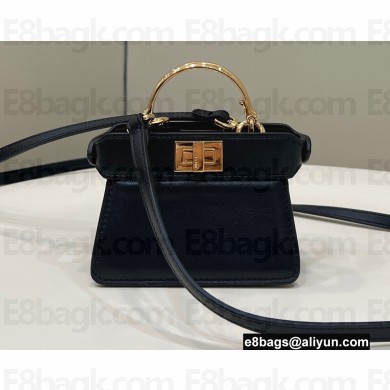 Fendi padded nappa leather Peekaboo ISeeU Micro Bag Black 2022
