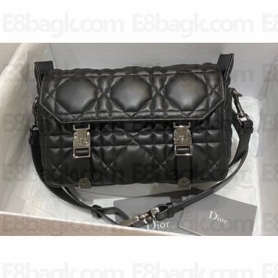 Dior Small Diorcamp Bag in Macrocannage Calfskin Black 2022
